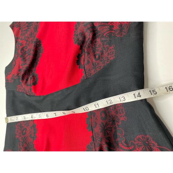 New York & Company Lace Print Shift Dress Cap Sleeve Red Black Women's Size 4 - Picture 10 of 11